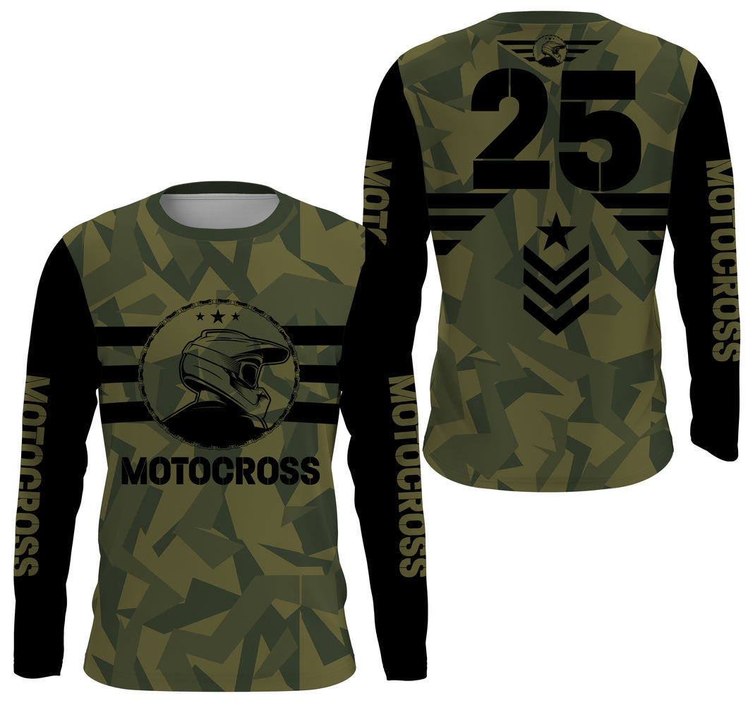 Personalized Motocross Jersey UPF30+ UV Protect Motorcycle Biker Shirt, Off-Road Rider Racewear| NMS261