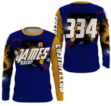 Load image into Gallery viewer, Personalized UPF30+ adult kid BMX racing jersey Blue enduro MTB shirt downhill cycling gear| SLC28