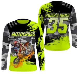 Personalized Dirt Bike Jersey UPF30+ Anti UV, Camo Motocross Racing Motorcycle Off-road Youth Riders| NMS452
