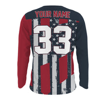 Load image into Gallery viewer, Patriotic Personalized Skull Jersey UPF30+ Motocross Biker Shirt, Motorcycle Off-Road Racing| NMS265