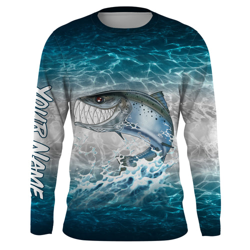 Salmon fishing water camo custom name with funny Salmon ChipteeAmz's art UV protection shirts AT028