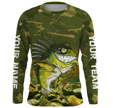 Load image into Gallery viewer, Largemouth Bass fishing camo custom name with angry bass fish ChipteeAmz&#39;s art UV protection shirts AT032