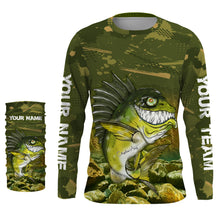 Load image into Gallery viewer, Largemouth Bass fishing camo custom name with angry bass fish ChipteeAmz&#39;s art UV protection shirts AT032