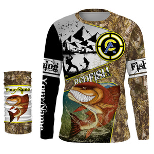 Redfish fishing camo custom name with funny Redfish angry ChipteeAmz's art UV protection shirts AT018