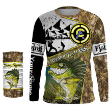 Load image into Gallery viewer, Largemouth Bass fishing camo custom name with funny Bass angry ChipteeAmz&#39;s art UV protection shirts AT017