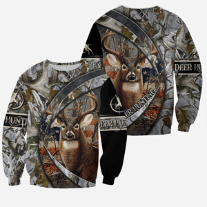Deer hunting clothes mens womens camo American flag 3D all over printed t-shirt, hoodie, zip up NQS87