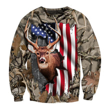 Load image into Gallery viewer, Mens womens Deer hunting clothes american flag 3D all over print shirt plus size coat, hoodie, long sleeve, t shirt NQS89 PQB