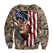 Load image into Gallery viewer, Mens womens Deer hunting clothes american flag 3D all over print shirt plus size coat, hoodie, long sleeve, t shirt NQS89 PQB