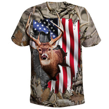 Load image into Gallery viewer, Mens womens Deer hunting clothes american flag 3D all over print shirt plus size coat, hoodie, long sleeve, t shirt NQS89 PQB