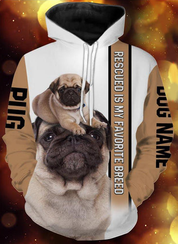 Personalized Pug dog name 3D full printing - TATS38