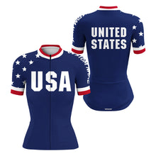 Load image into Gallery viewer, USA men women Cycling jersey UPF50+ American bike shirt with 3-rear pockets Full zip bicycle gear| SLC179