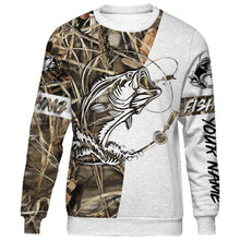 Load image into Gallery viewer, Custom camo bass fishing shirts all over printed T-shirt, Long sleeve, Hoodie, Zip up hoodie