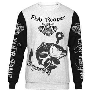 Fish reaper carp fishing custom name full printing personalized shirt, hoodie - TATS39