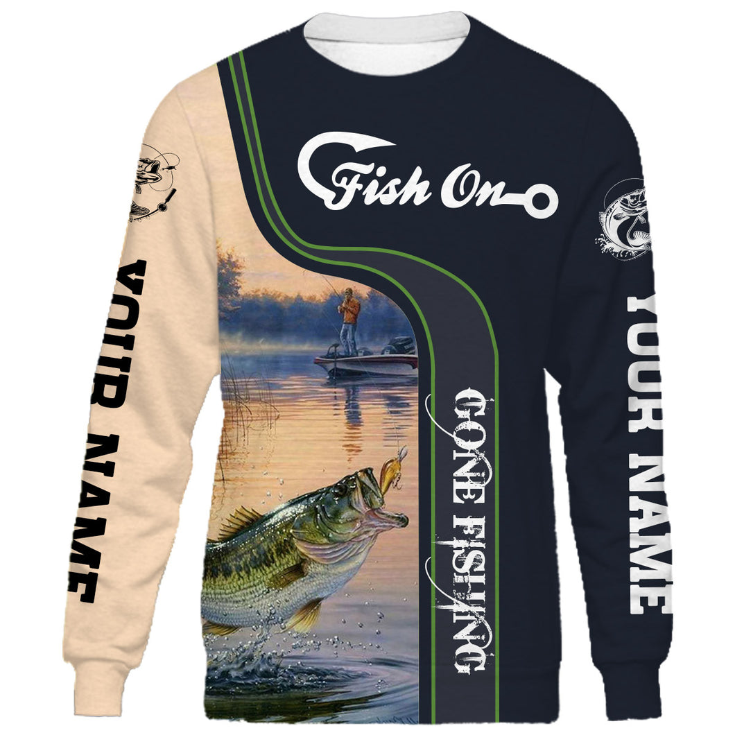Personalized fish on gone fishing full printing shirt and hoodie - TATS8