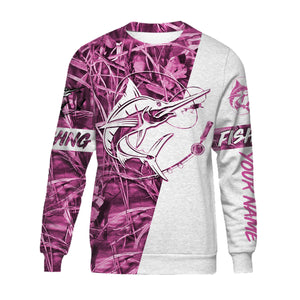 Swordfish personalized fishing tattoo full printing shirt, hoodie, long sleeves - Pink camo FSA1