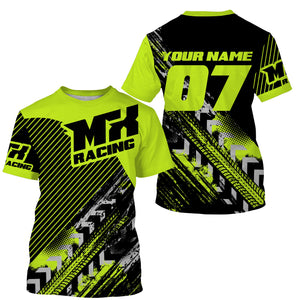 MX Racing Jersey UPF30+ Personalized Motocross Adult&Kid Green Dirt Bike Riders Off-road Motorcycle| NMS677