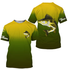 Load image into Gallery viewer, Walleye fishing ChipteeAmz&#39;s art custom name with angry Walleye fish art UV protection shirts AT029