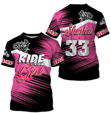 Load image into Gallery viewer, Ride Like A Girl Motocross Jersey Personalized UPF30+ Pink Dirt Bike Riding Shirt Women Girls NMS528