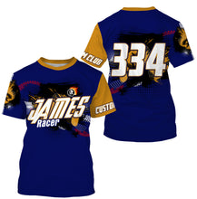 Load image into Gallery viewer, Personalized UPF30+ adult kid BMX racing jersey Blue enduro MTB shirt downhill cycling gear| SLC28