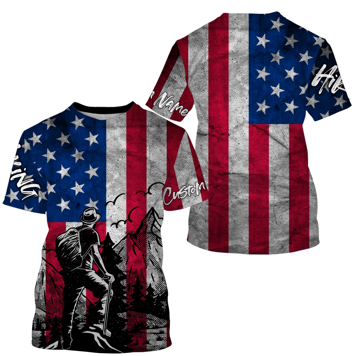 American Flag Patriotic Mountain Custom Hiking Apparel UV Protection Quick Dry UPF 30+| SP123
