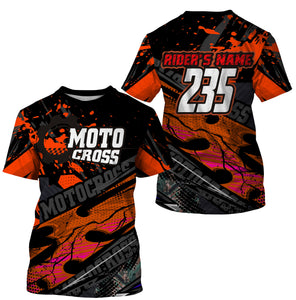 Personalized Motocross Jersey UPF30+, Motorcycle Red Dirt Bike Racing Shirt Off-Road Riders Racewear| NMS739