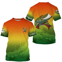 Load image into Gallery viewer, Muskellunge fishing art custom name Musky (Muskie) ChipteeAmz&#39;s art sun protection fishing shirts AT043