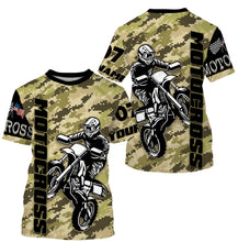 Load image into Gallery viewer, Motocross Rider Personalized Long Sleeves Hoodie T-shirt, Camo All Over Printed Motorcycle Off-road Racing| NMS299