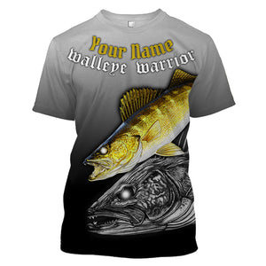 Walleye warrior walleye fishing customize name all-over print shirts