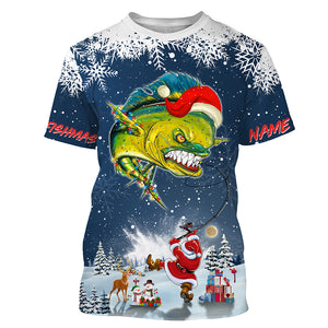 Merry Fishmas Santa Claus mahi mahi fishing ChipteeAmz's art UV protection shirt personalized Christmas gift for fisherman AT071