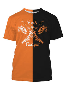 Fish reaper halloween style full printing shirt
