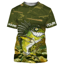 Load image into Gallery viewer, Largemouth Bass fishing camo custom name with angry bass fish ChipteeAmz&#39;s art UV protection shirts AT032