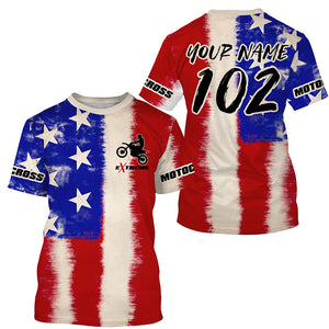 USA Flag Motocross jersey kid men women UPF30+ off-road custom dirt bike Patriotic motorcycle shirt PDT400