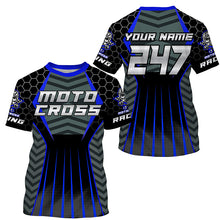 Load image into Gallery viewer, Personalized blue Motocross jersey men women kid racing UPF30+ dirt bike offroad motorcycle shirt PDT302