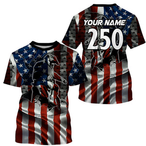 Personalized Motocross jersey kid men women UPF30+ USA flag dirt bike Patriotic shirt motorcycle PDT344