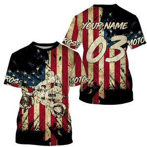 Motocross Racing Jersey UPF30+ Anti UV Personalized American Riding Shirt Patriotic Motorcycle Rider NMS483