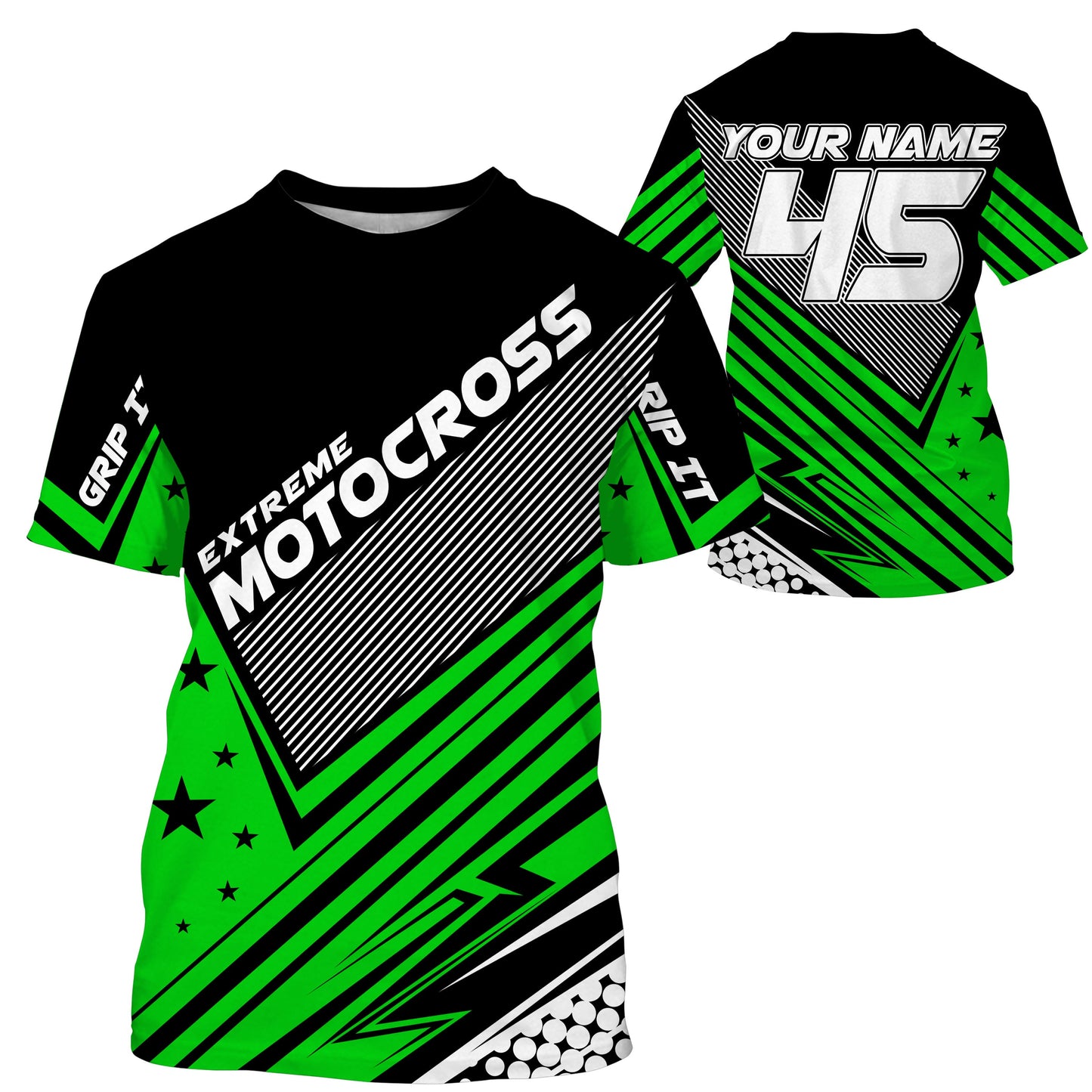 Personalized Motocross Racing Jersey UPF30+ Adults & Kid Star Green Dirt Bike MX Motorcycle Off-road| NMS683