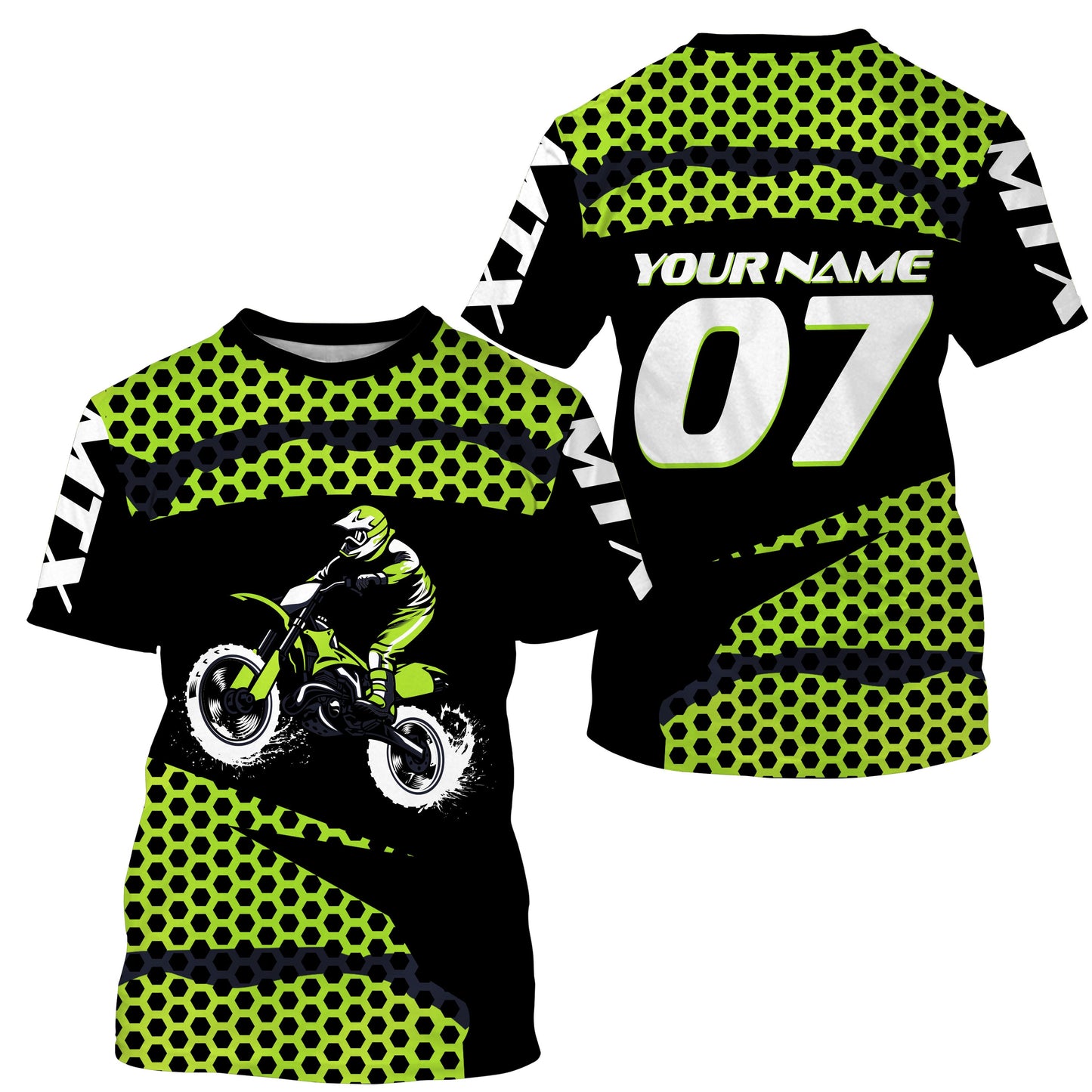 Motocross Racing Jersey UPF30+ Personalized MTX Riders Dirt Bike Shirt Off-road Motorcycle Green Jersey| NMS663
