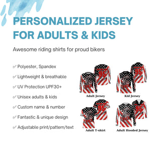 Adult kid BMX jersey Patriotic UPF30+ freeride gear USA cycling shirt bicycle motocross racewear| SLC32