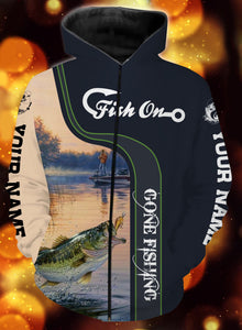 Personalized fish on gone fishing full printing shirt and hoodie - TATS8
