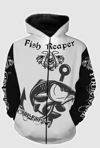 Fish reaper carp fishing custom name full printing personalized shirt, hoodie - TATS39