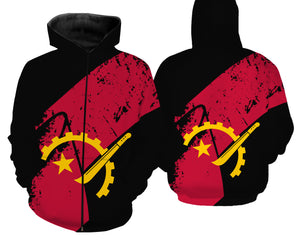 Angola flag all over full printing T-shirt, Long sleeve, Hoodie, Zip up hoodie - PQB15