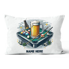 Load image into Gallery viewer, Funny Billiard Balls And Beer Custom White Pillow, Billiard Pillow Gifts TDM0839