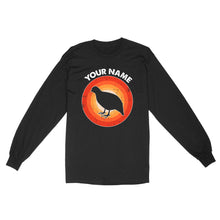 Load image into Gallery viewer, Quail Retro Vintage Sunset Custom Name Shirt, Quail Hunting Shirt, Gift for Quail Lover, Bird Lover Standard Long Sleeve FSD2350D08