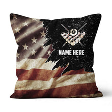 Load image into Gallery viewer, Personalized Retro Us Flag Billiard Throw Pillow, Best Patriotic Pillows TDM0908