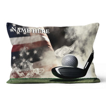 Load image into Gallery viewer, Smoke American Flag Custom Golf Pillow Patriotic Personalized Golf Gifts LDT1188