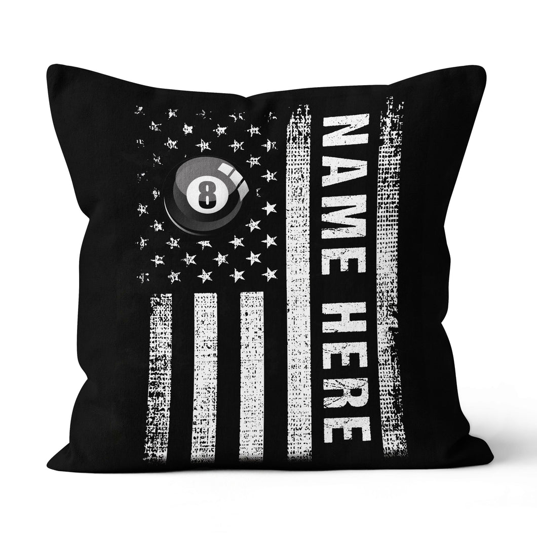 Customized Black White Us Flag Billiard Pillow, Patriotic Billiard Gifts TDM0889