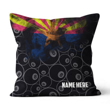 Load image into Gallery viewer, Personalized Vintage Smoke Arizona Flag 8 Ball Billiard Pillow Pool Gift VHM0910