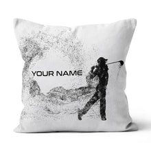 Load image into Gallery viewer, Silhouette Golf Player Custom Throw Pillow Personalized Golfing Gifts LDT1125