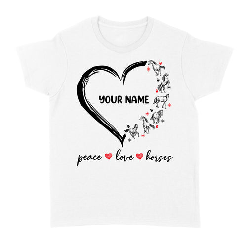 Peace love horses tattoo customized name horse shirt for girl, horse shirts D06 NQS2908 - Standard Women's T-shirt