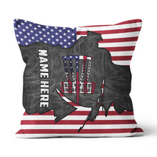 Load image into Gallery viewer, American Flag Disc Golf Basket Custom Pillow Personalized Disc Golf Gift LDT1178